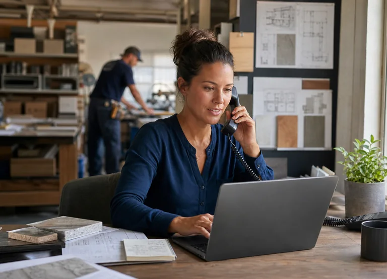 Contractor office coordinator capturing a new customer inquiry